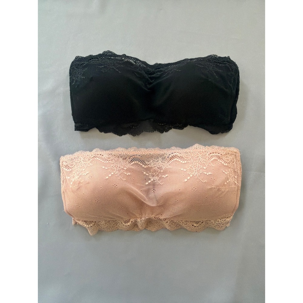 SPANX Bras Lot of 2 Undietectable Strapless Bandeau Wireless lace Women's Small
